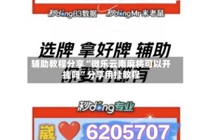 辅助教程分享“微乐云南麻将可以开挂吗”分享用挂教程
