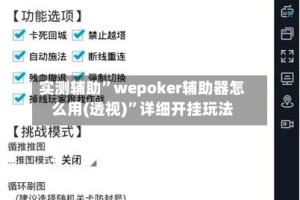 实测辅助”wepoker辅助器怎么用(透视)”详细开挂玩法