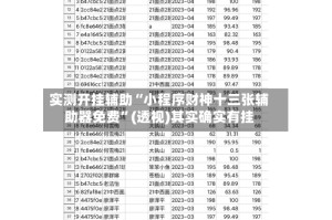 实测开挂辅助“小程序财神十三张辅助器免费”(透视)其实确实有挂