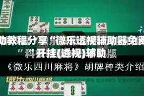 辅助教程分享“微乐透视辅助器免费”开挂(透视)辅助
