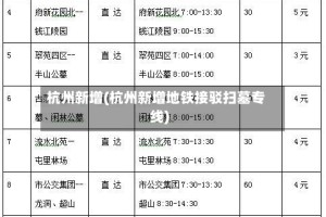 杭州新增(杭州新增地铁接驳扫墓专线)