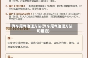 汽车尾气治理方法(汽车尾气治理方法和措施)