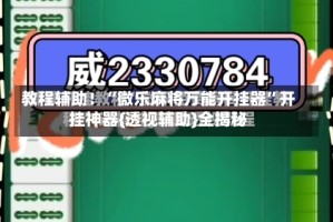 教程辅助！“微乐麻将万能开挂器”开挂神器{透视辅助}全揭秘