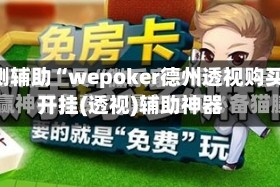 实测辅助“wepoker德州透视购买”开挂(透视)辅助神器