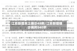 江苏新增本土确诊48例/江苏新增确诊病例840例