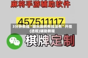 3分钟教程“胡乐麻将有挂没有”开挂(透视)辅助教程