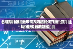 辅助神器“微乐家乡麻将如何开挂”开挂(透视)辅助教程