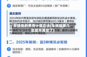车损险的费用计算方法(车损险第几年就不用买了)