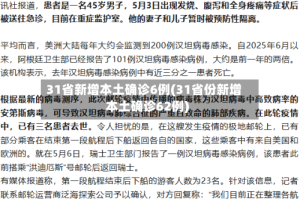 31省新增本土确诊6例(31省份新增本土确诊62例)