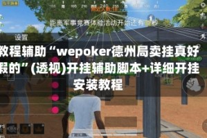 教程辅助“wepoker德州局卖挂真好假的”(透视)开挂辅助脚本+详细开挂安装教程