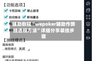 辅助教程“wepoker辅助作弊挂透视方法”详细分享装挂步骤