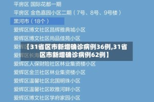 【31省区市新增确诊病例36例,31省区市新增确诊病例62例】