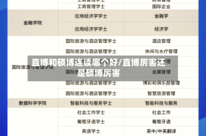 直博和硕博连读哪个好/直博厉害还是硕博厉害
