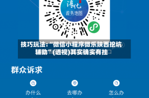技巧玩法:“微信小程序微乐陕西挖坑辅助”(透视)其实确实有挂