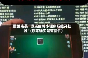 重磅来袭“微乐麻将小程序万能开挂器”(原来确实是有插件)