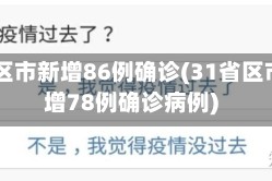 31省区市新增86例确诊(31省区市新增78例确诊病例)