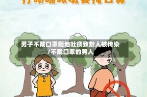 男子不戴口罩随地吐痰致数人被传染/不戴口罩的男人