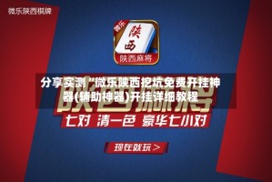 分享实测“微乐陕西挖坑免费开挂神器(辅助神器)开挂详细教程