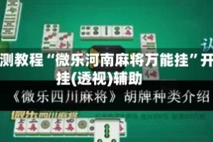 实测教程“微乐河南麻将万能挂”开挂(透视)辅助