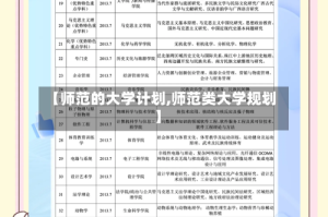 【师范的大学计划,师范类大学规划】