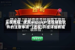 实操教程“使用wepoker透视辅助软件的注意事项”(透视)开挂详细教程