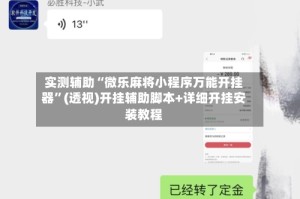 实测辅助“微乐麻将小程序万能开挂器”(透视)开挂辅助脚本+详细开挂安装教程