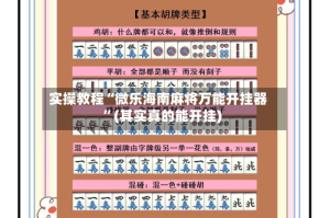 实操教程“微乐海南麻将万能开挂器”(其实真的能开挂)