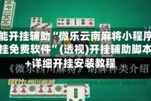 万能开挂辅助“微乐云南麻将小程序开挂免费软件”(透视)开挂辅助脚本+详细开挂安装教程
