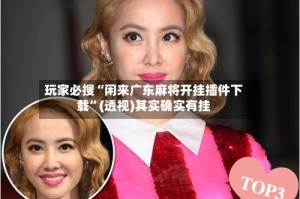 玩家必搜“闲来广东麻将开挂插件下载”(透视)其实确实有挂