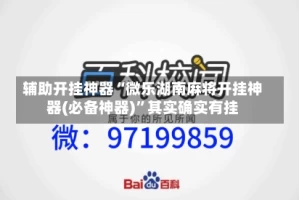 辅助开挂神器“微乐湖南麻将开挂神器(必备神器)”其实确实有挂