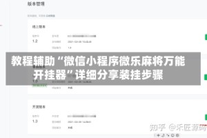 教程辅助“微信小程序微乐麻将万能开挂器”详细分享装挂步骤