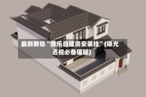最新教你“微乐自建房安装挂”(曝光透视必备猫腻)