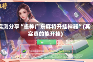 实测分享“雀神广东麻将开挂神器”(其实真的能开挂)