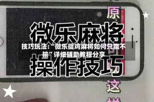 技巧玩法:“微乐捉鸡麻将如何只赢不输”详细辅助教程分享