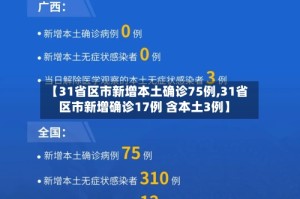 【31省区市新增本土确诊75例,31省区市新增确诊17例 含本土3例】