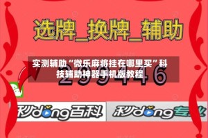 实测辅助“微乐麻将挂在哪里买”科技辅助神器手机版教程