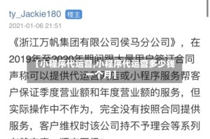 【小程序代运营,小程序代运营多少钱一个月】