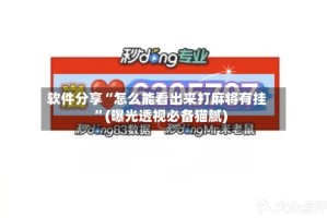 软件分享“怎么能看出来打麻将有挂”(曝光透视必备猫腻)