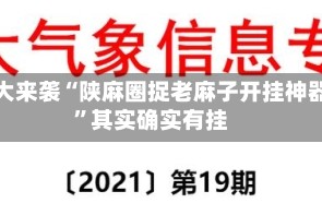 重大来袭“陕麻圈捉老麻子开挂神器”其实确实有挂