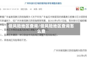 低风险地区查询/低风险地区查询怎么查