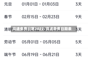 高速免费日期2022/高速免费日期表