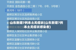 山东新增7例本土无症状(山东新增7例本土无症状感染者)