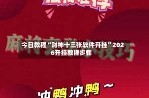 今日教程“财神十三张软件开挂”2026开挂教程步骤