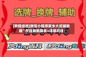 [教程经验]微信小程序家乡大贰辅助器”开挂辅助脚本+详细开挂