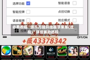 必看教程“微乐万能开挂器苹果版(透视)”详细辅助透视