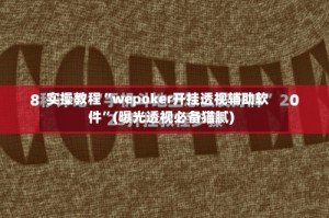 实操教程“wepoker开挂透视辅助软件”(曝光透视必备猫腻)