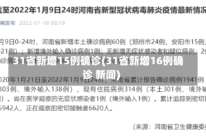 31省新增15例确诊(31省新增16例确诊 新闻)