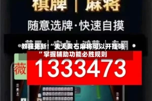 教程更新!“天天黄石麻将可以开挂吗”掌握辅助功能必胜规则