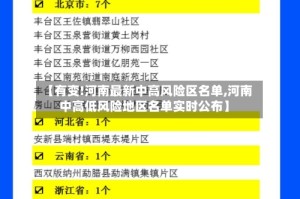 【有变!河南最新中高风险区名单,河南中高低风险地区名单实时公布】