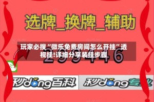 玩家必搜“微乐免费房间怎么开挂”透视挂!详细分享装挂步骤
